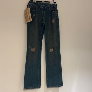 Free People Vintage Blue Straight Leg Jeans
